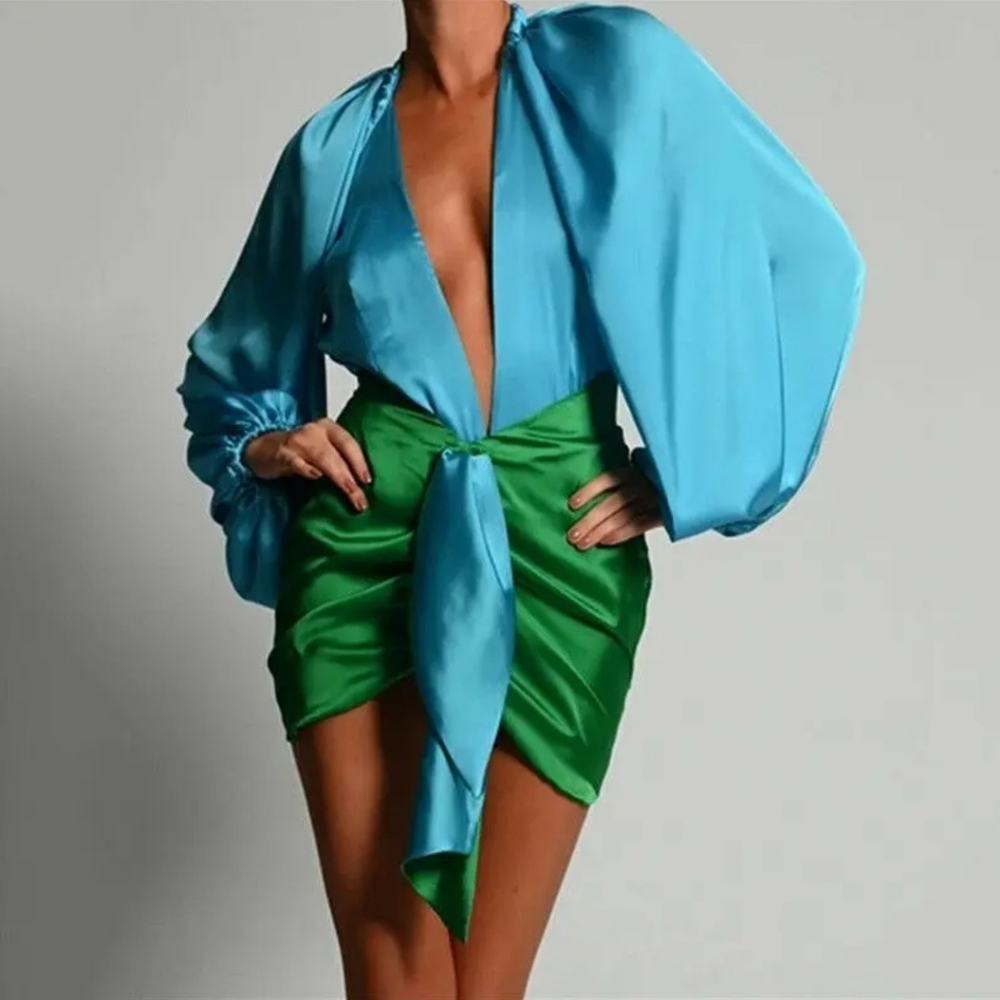 Balloon Sleeve Skirt Set